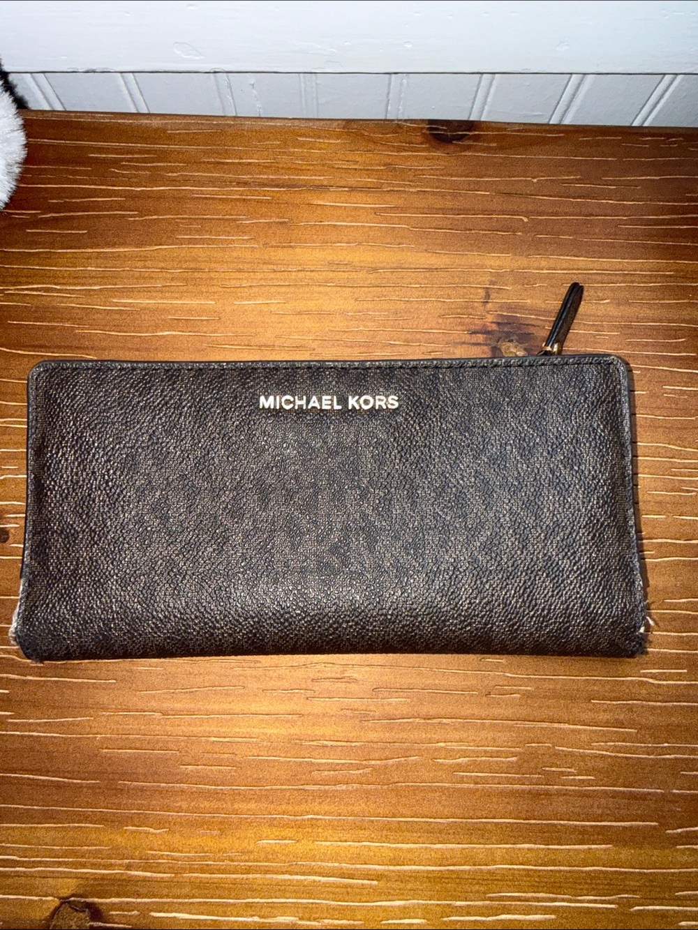 Michael Kors‎ Brown MK Logo Slim Bifold Wallet Metallic Bronze Interior
